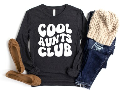 Aunt Shirt Long Sleeve, Cool Aunts Club Shirt, Retro Aunt T Shirt, Aunt Tee, Gift for Aunt, Favorite Aunt - image1